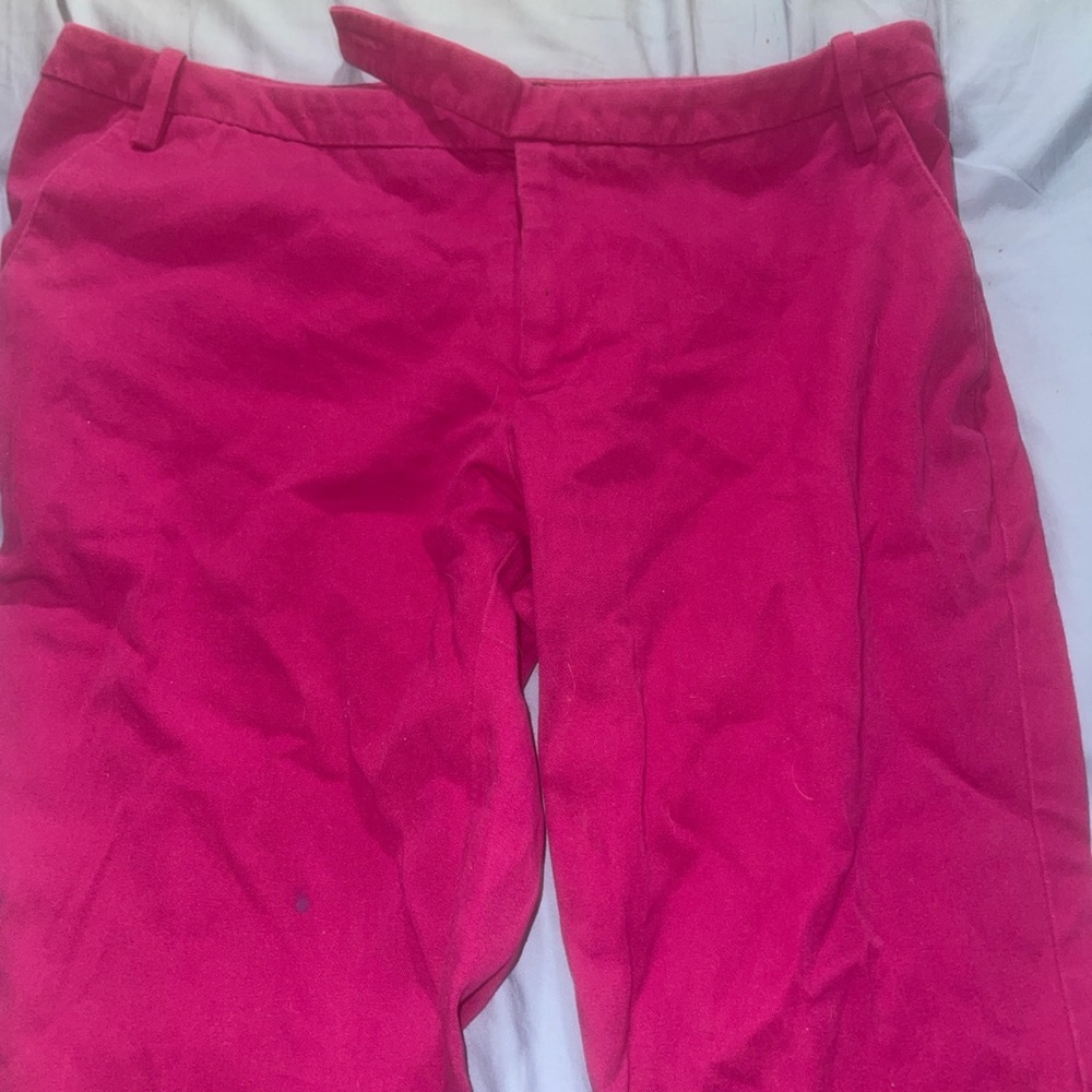 Magenta business pants.